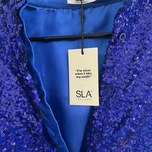 NWT Navy blue sequin oversized shirt dress - Picture 2 of 4